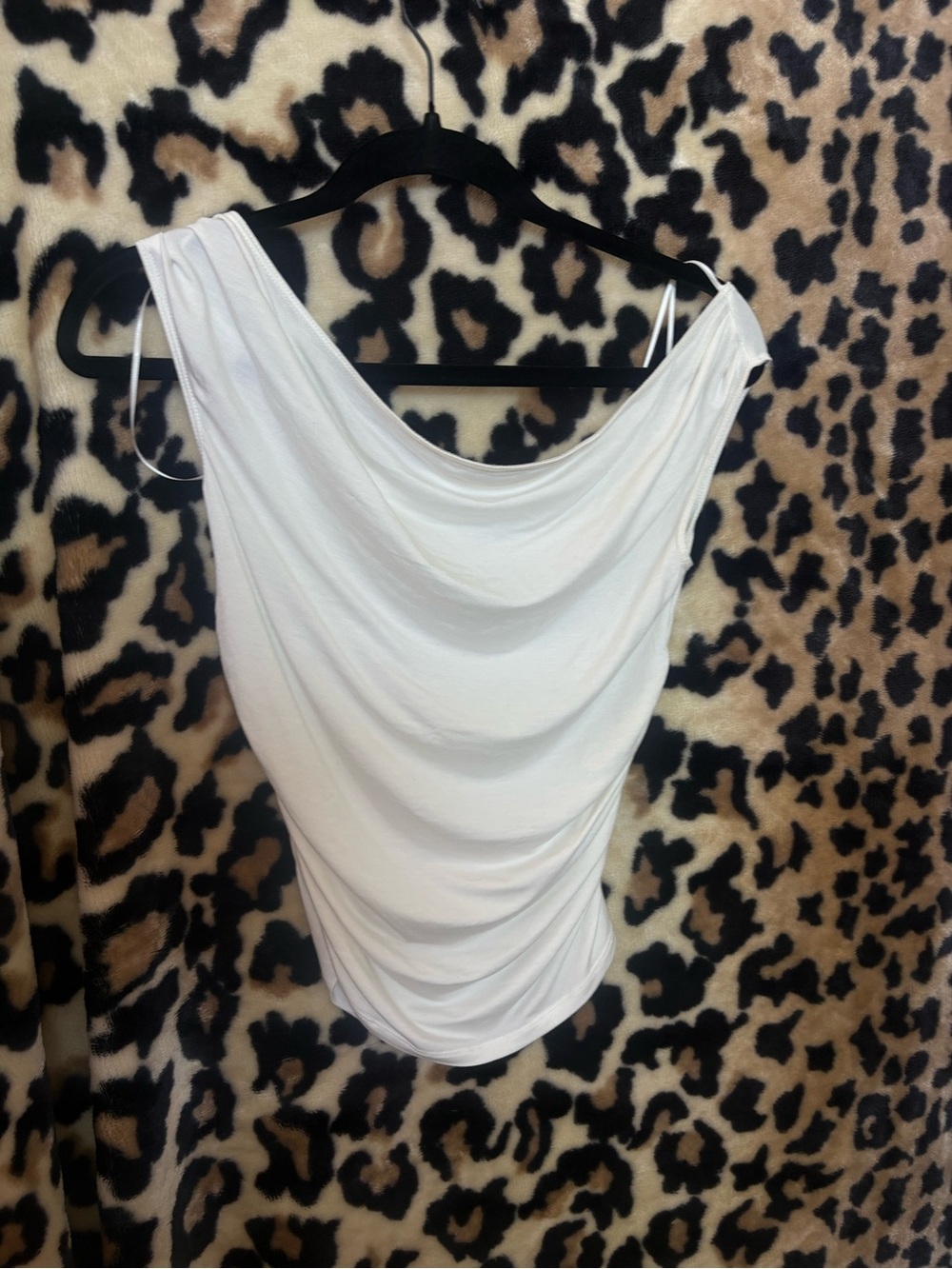 Elodie White Cowl Neck Draped Camisole